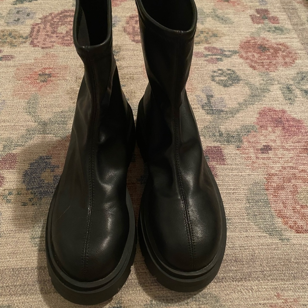 Black Leather Ankle Boots